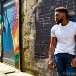 벽화여행 팁과 트릭 - **Urban Discovery: A Treasure Hunt for Wall Art**
    A full-body shot of a young adult, gender-neut...