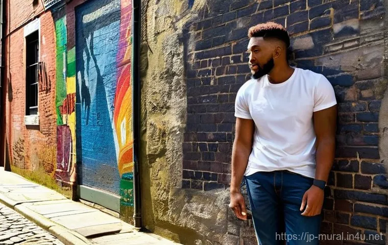 벽화여행 팁과 트릭 - **Urban Discovery: A Treasure Hunt for Wall Art**
    A full-body shot of a young adult, gender-neut...