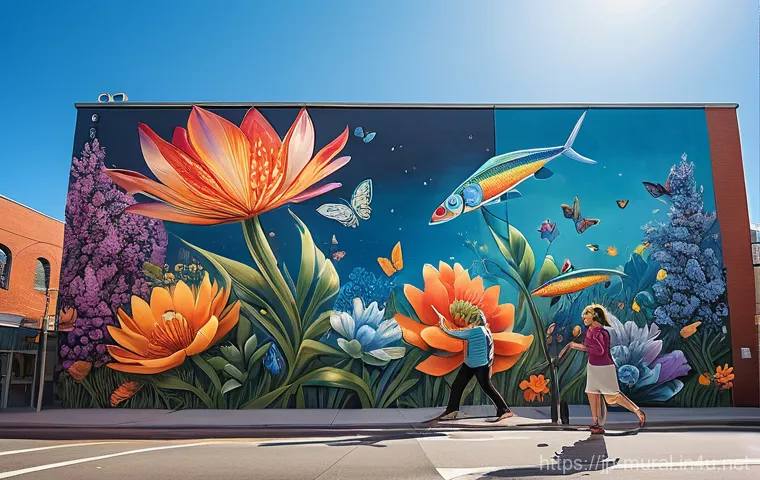 벽화의 사회적 영향력 - Prompt 1: A City Transformed by Vibrant Community Art** 벽화의 사회적 영향력 - Prompt 1: A City Transformed by Vibrant Community Art**