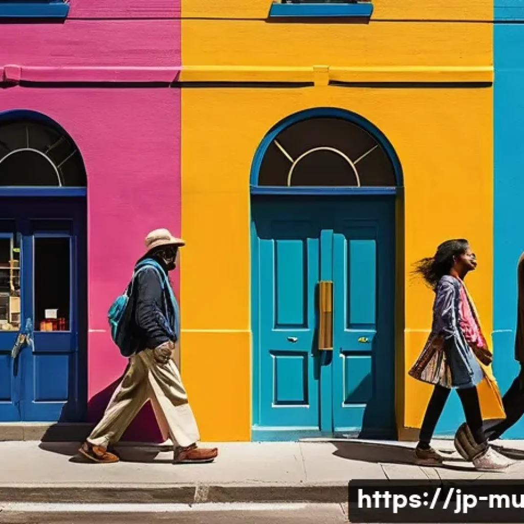 벽화여행의 심리적 효과 - **Prompt: Urban Canvas of Joy and Color**
A wide-angle, dynamic, and vibrant photograph capturin...