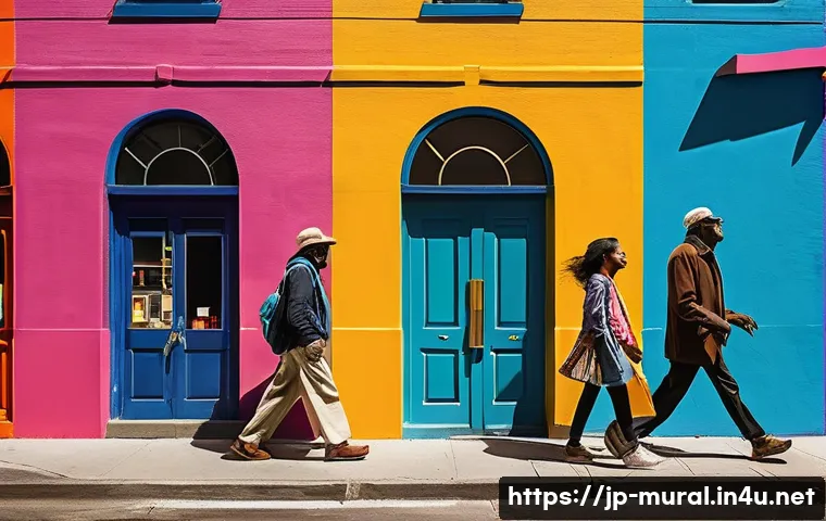 벽화여행의 심리적 효과 - **Prompt: Urban Canvas of Joy and Color**
    A wide-angle, dynamic, and vibrant photograph capturin...